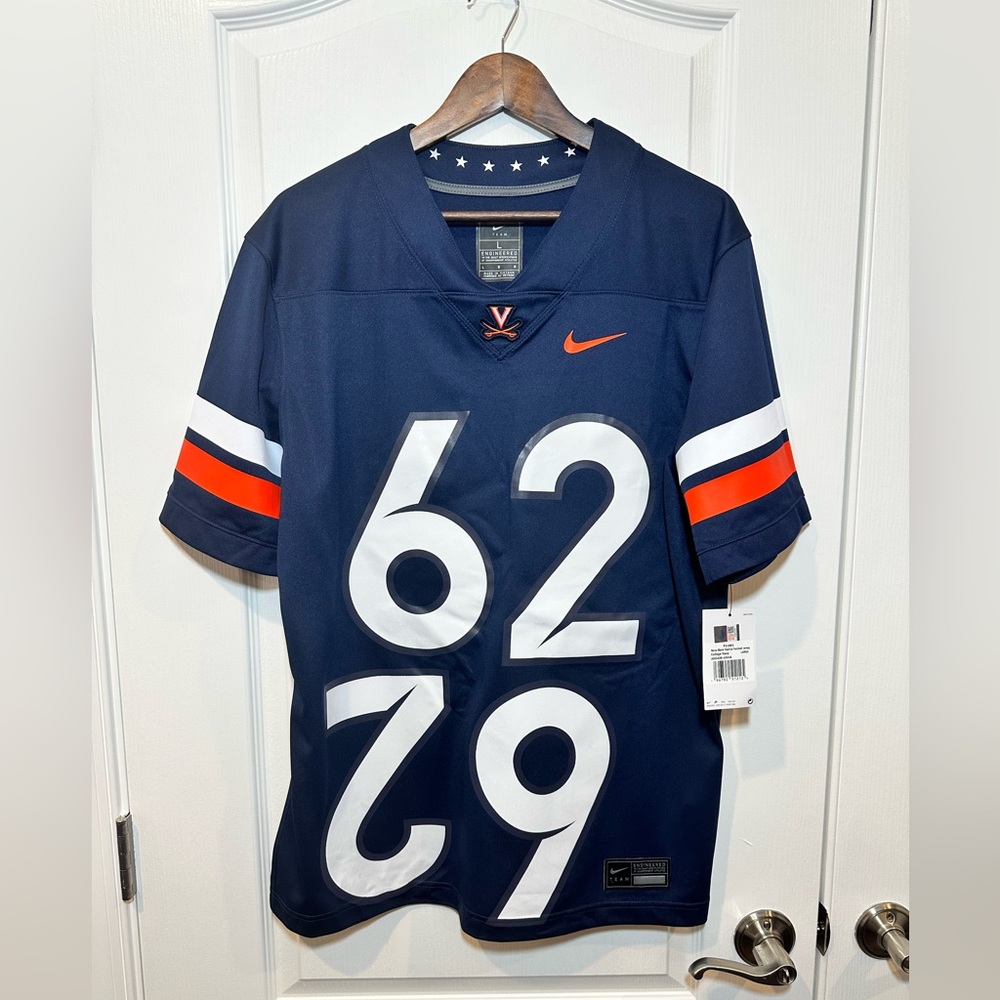 Virginia Cavaliers Men’s Nike Replica and Unique Navy Jersey #62, Size Large